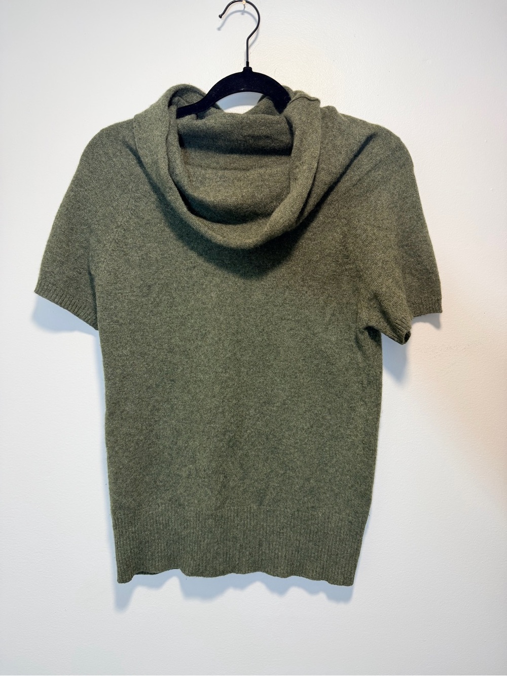 One Size Michael Stars Cashmere Cowl Neck Sweater Olive Green 100% Cashmere